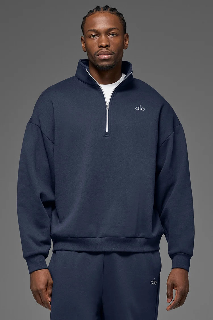 Ensemble 1/4 zip yoga homme - Marine