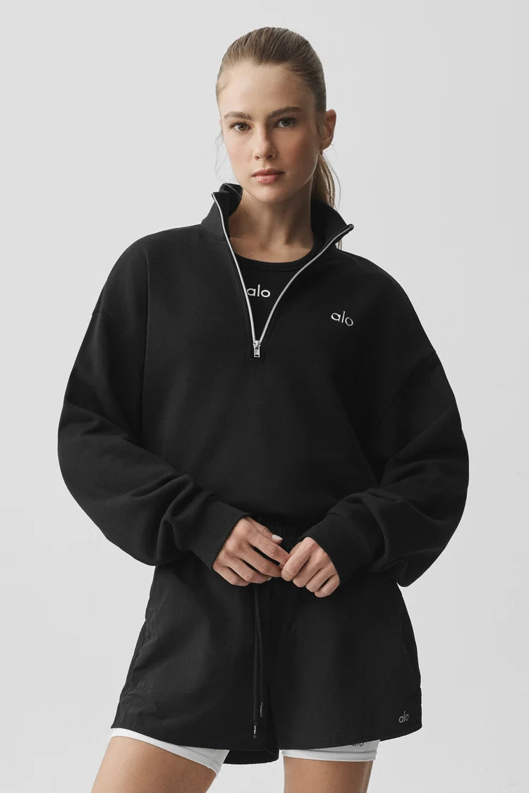 Ensemble 1/4 zip yoga femme - Black
