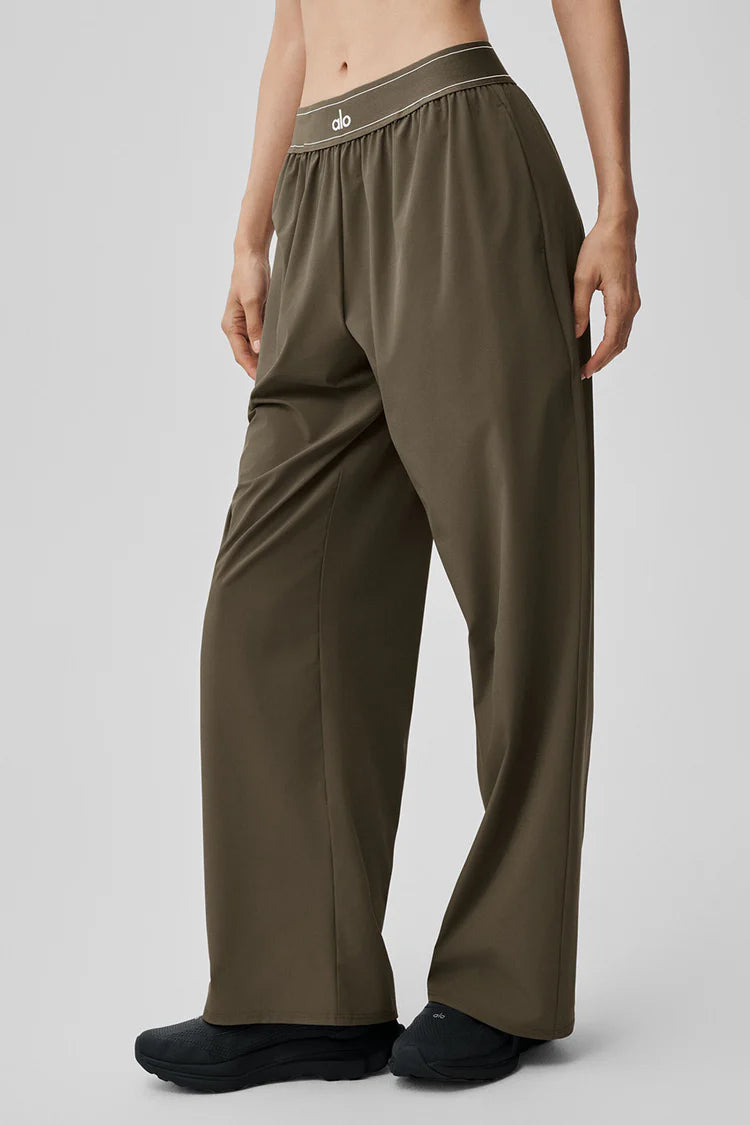Pantalon Large Taille Haute Yoga - Kaki