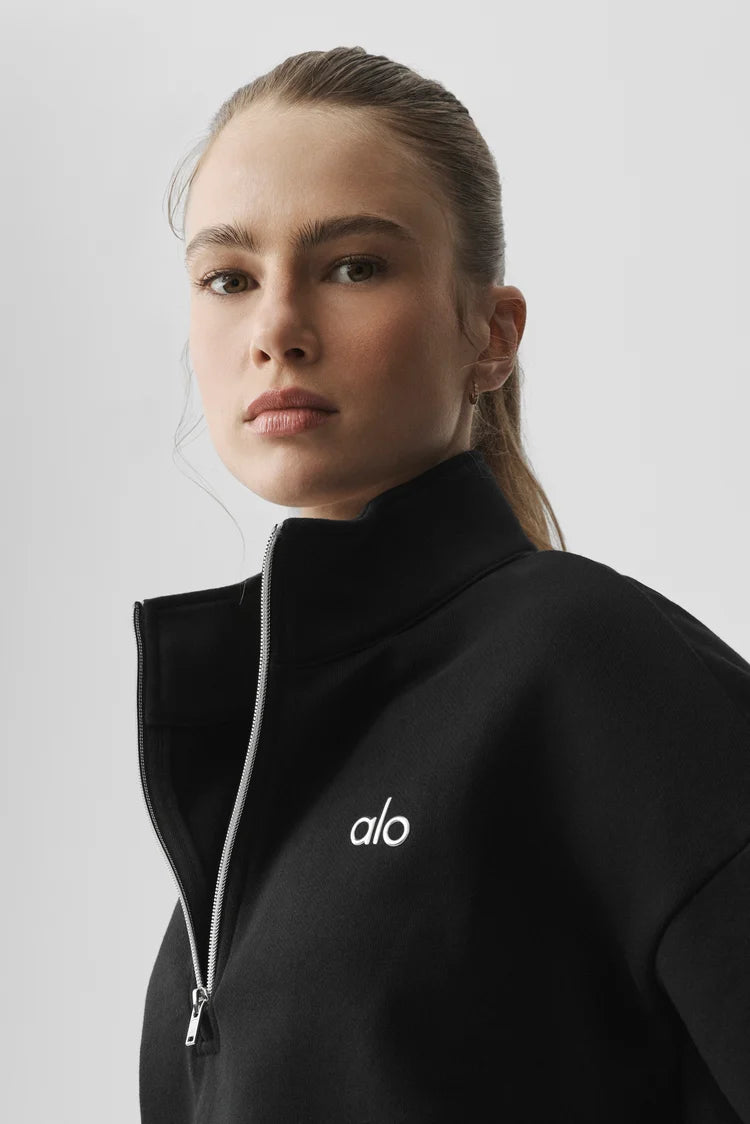 Ensemble 1/4 zip yoga femme - Black